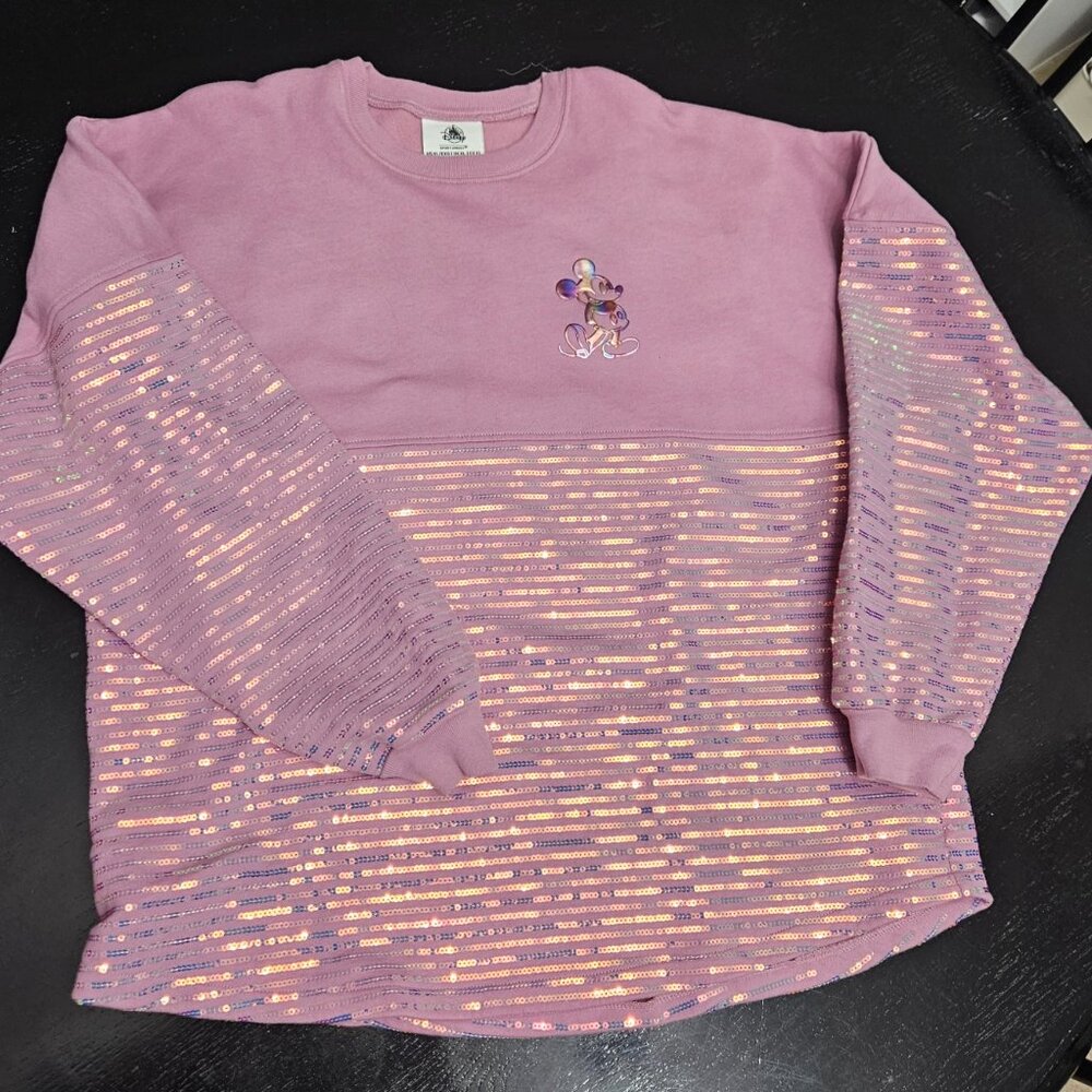 Disney Lilac Sequin Stripe Sweatshirt with Minnie Accent